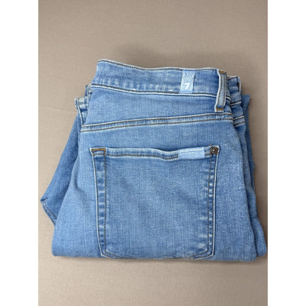 7 For All Mankind Jeans Women's 30 High Waist Slim Kick Light Wash Crop - Picture 10 of 10